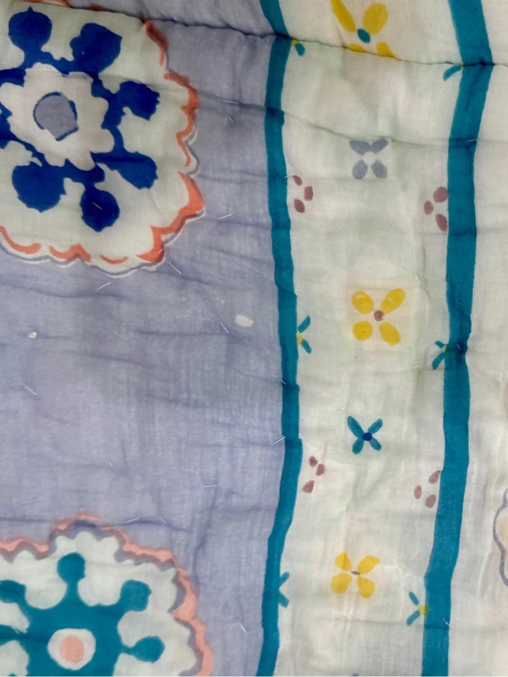 Anthropologie Ponsonby Reversible Floral Cotton Toddler Quilt Blanket 38x50